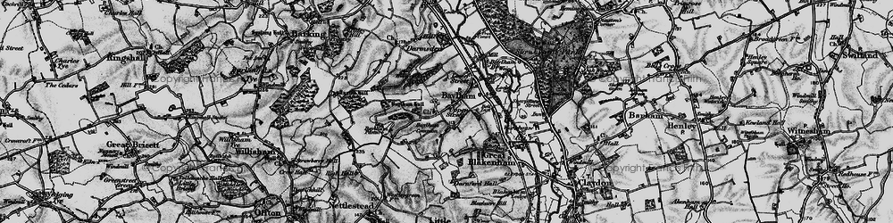 Old map of Baylham in 1896