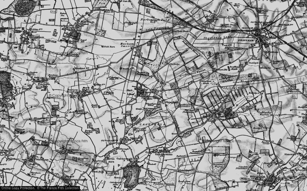 Old Map of Historic Map covering Beachamwell Warren in 1898