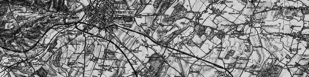 Old map of Bekesbourne Hill in 1895
