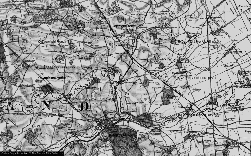 Old Map of Historic Map covering Belmesthorpe Grange in 1895