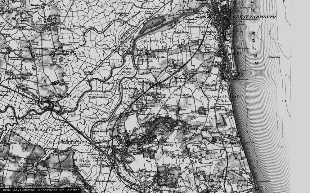 Old Map of Historic Map covering Belton Common in 1898