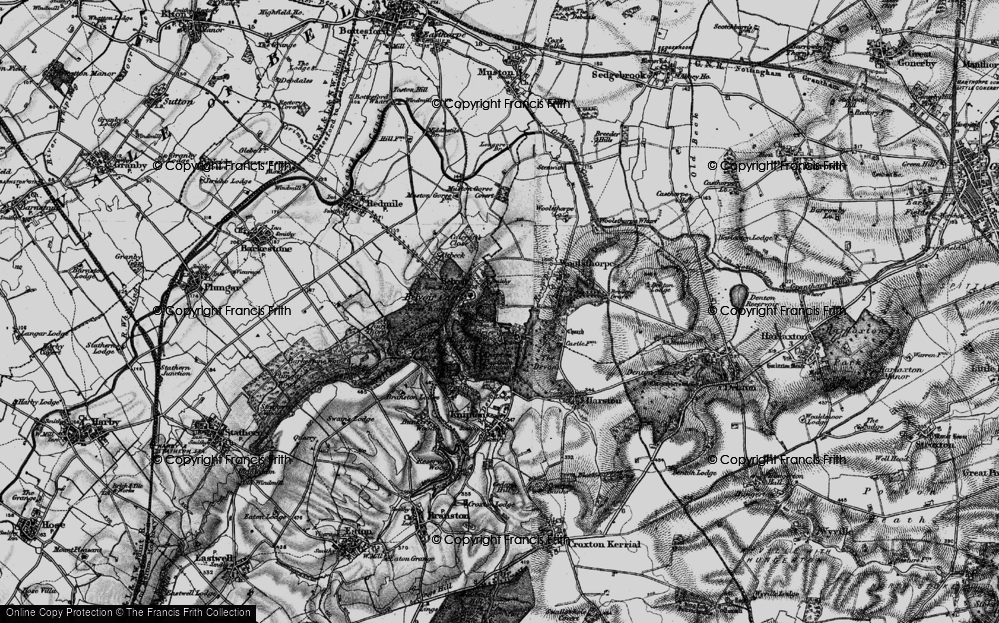 Old Map of Historic Map covering Belvoir Castle in 1899