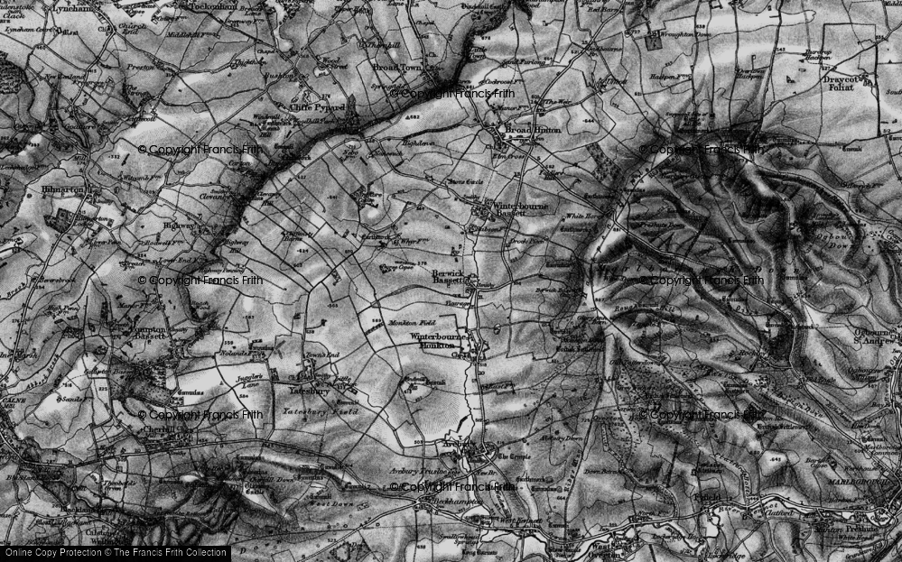 Old Map of Berwick Bassett, 1898 in 1898