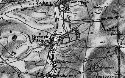 Old map of Berwick St James in 1898