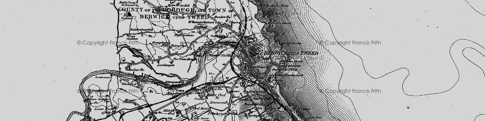 Old map of Berwick-upon-Tweed in 1897