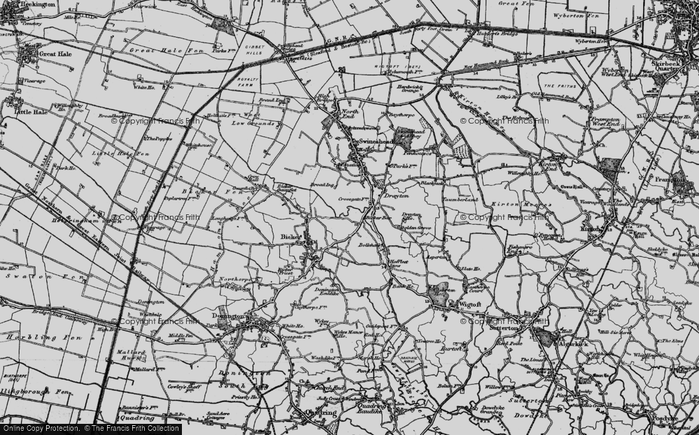 Old Map of Bicker Bar, 1898 in 1898