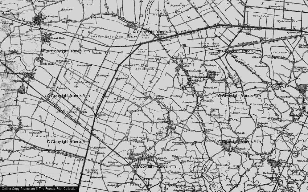 Old Map of Historic Map covering Bicker Fen in 1898