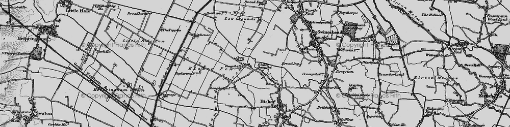 Old map of Bicker Fen in 1898