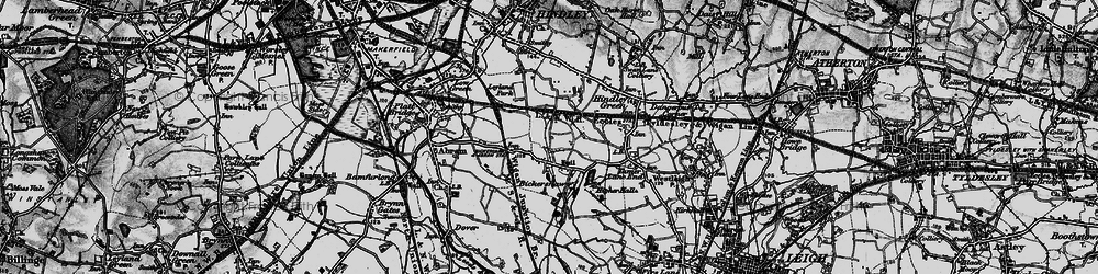 Old map of Bickershaw in 1896
