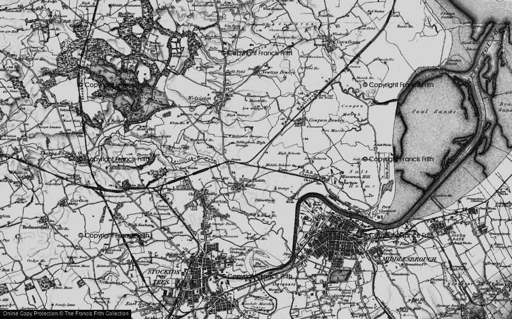 Old Map of Historic Map covering Billingham Beck in 1898