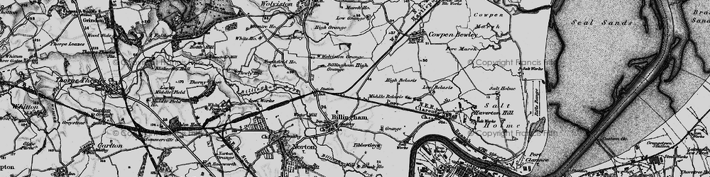 Old map of Billingham in 1898