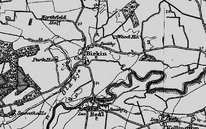 Old map of Birkin in 1895
