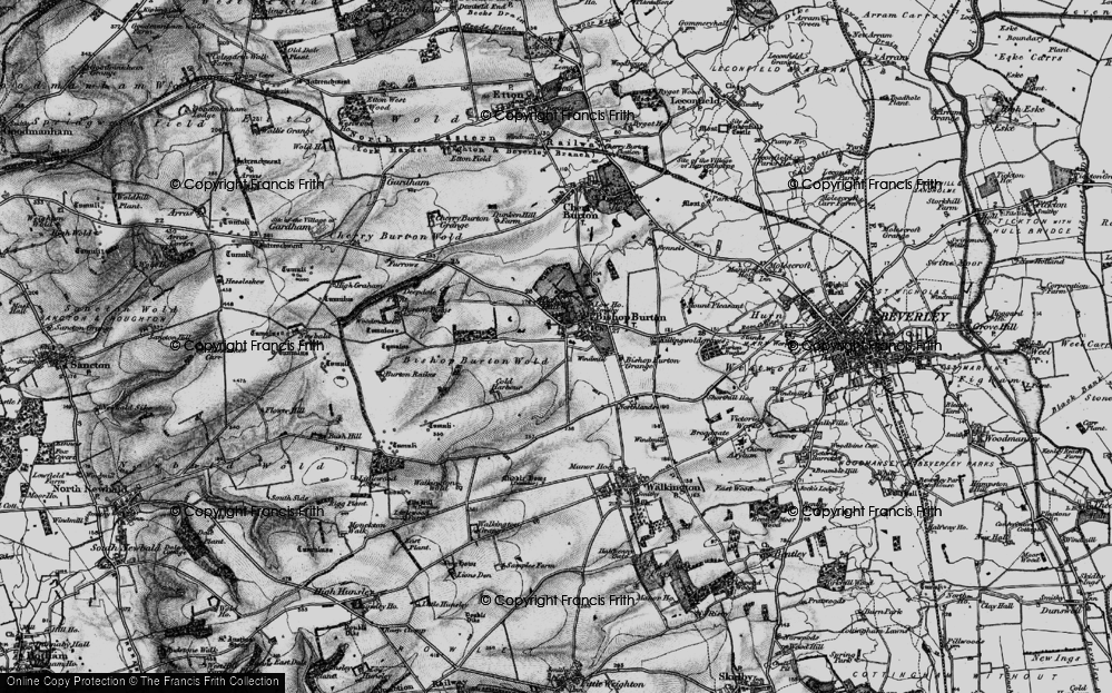 Old Map of Historic Map covering Burton Rakes in 1898