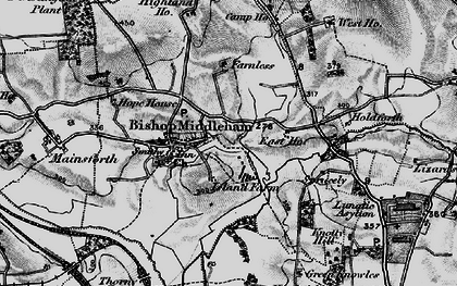 Old map of Bishop Middleham in 1898