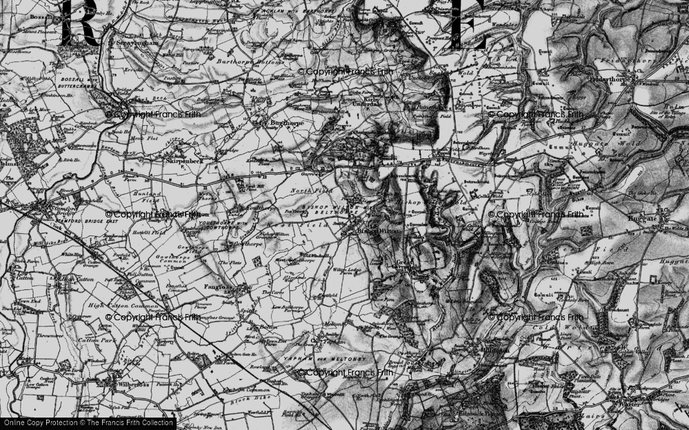 Old Map of Historic Map covering Bishop Wilton Wold in 1898