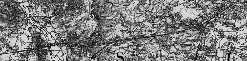Old map of Bisley Camp (National Shooting Centre) in 1896