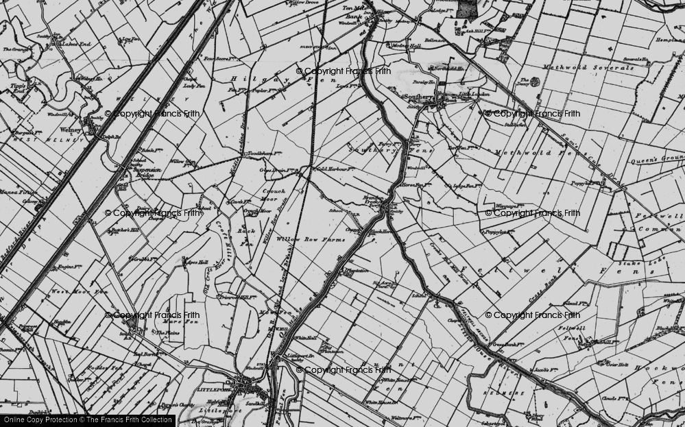 Old Map of Historic Map covering Willow Row Drain in 1898