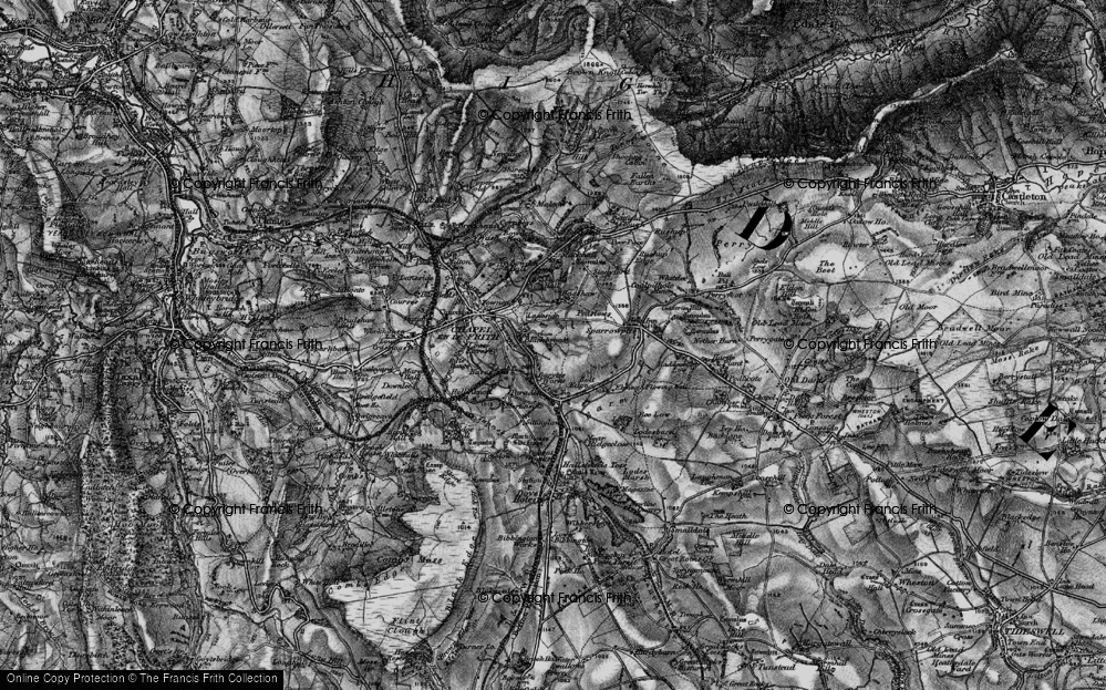 Old Map of Historic Map covering Barmoor Clough in 1896
