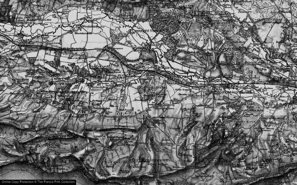 Old Map of Historic Map covering Whitcombe Vale in 1897