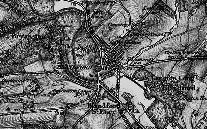 Old map of Blandford Forum in 1898