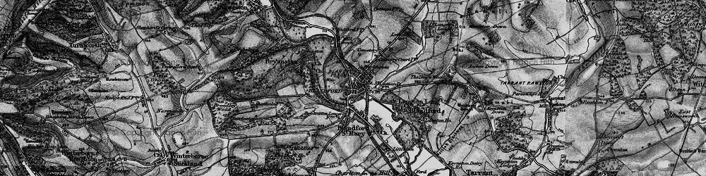 Old map of Blandford Forum in 1898