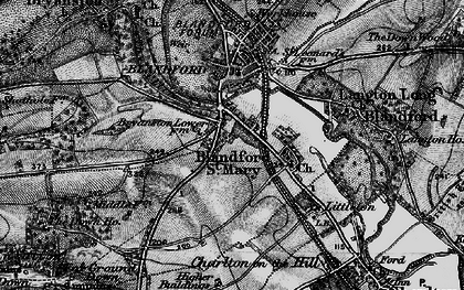 Old map of Blandford St Mary in 1898