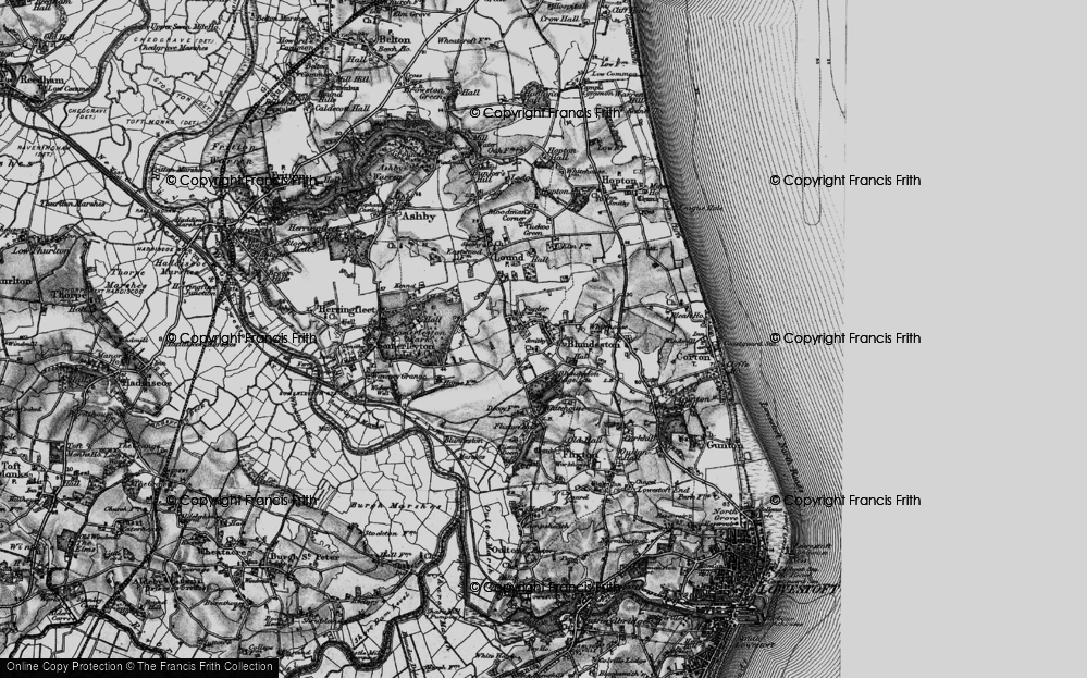 Old Map of Blundeston, 1898 in 1898