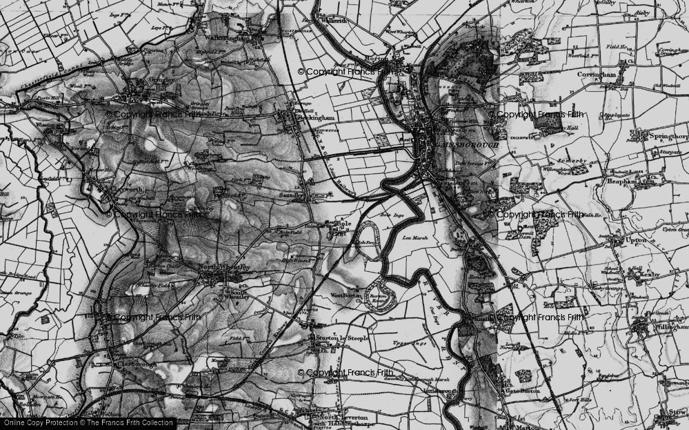 Old Map of Historic Map covering Bole Ings in 1895