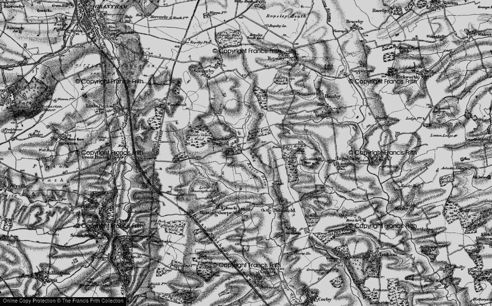 Old Map of Historic Map covering Boothby Little Wood in 1895