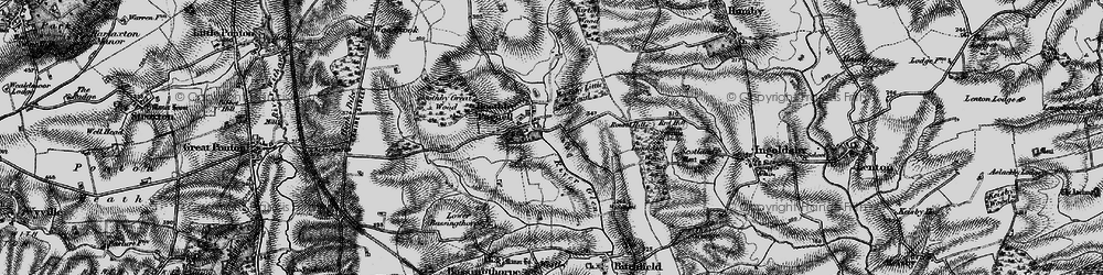 Old map of Boothby Pagnell in 1895