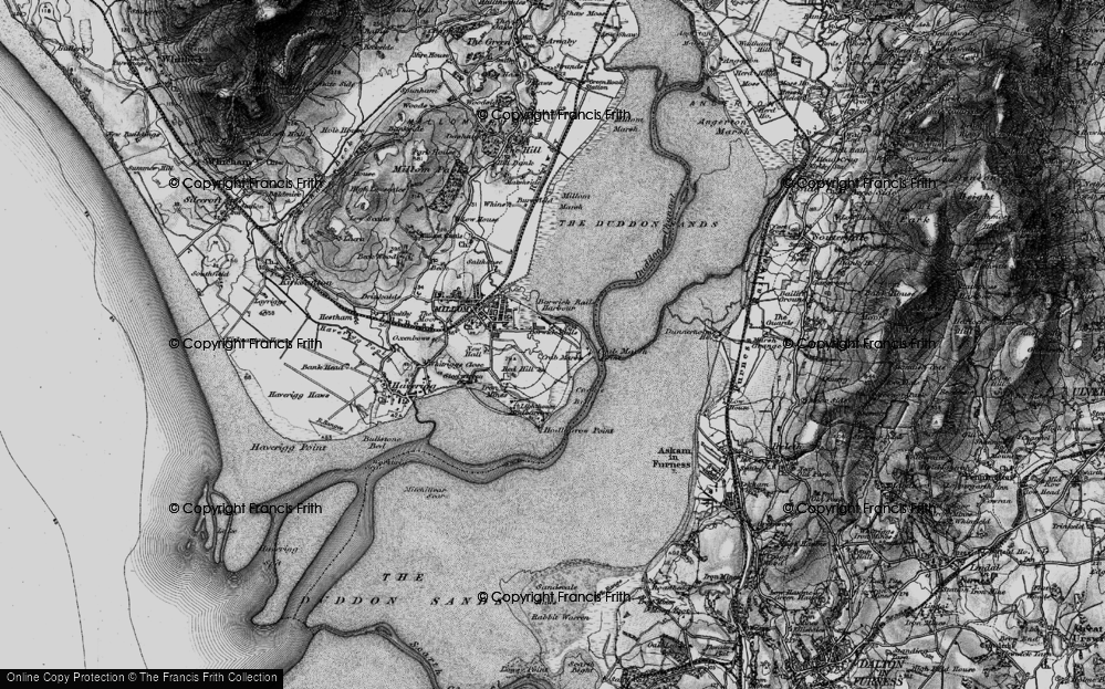 Old Map of Historic Map covering Borwick Rails Harbour in 1897