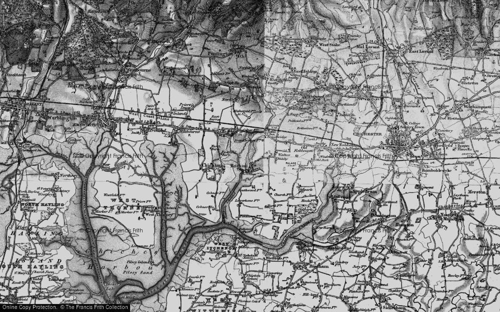 Old Map of Bosham, 1895 in 1895