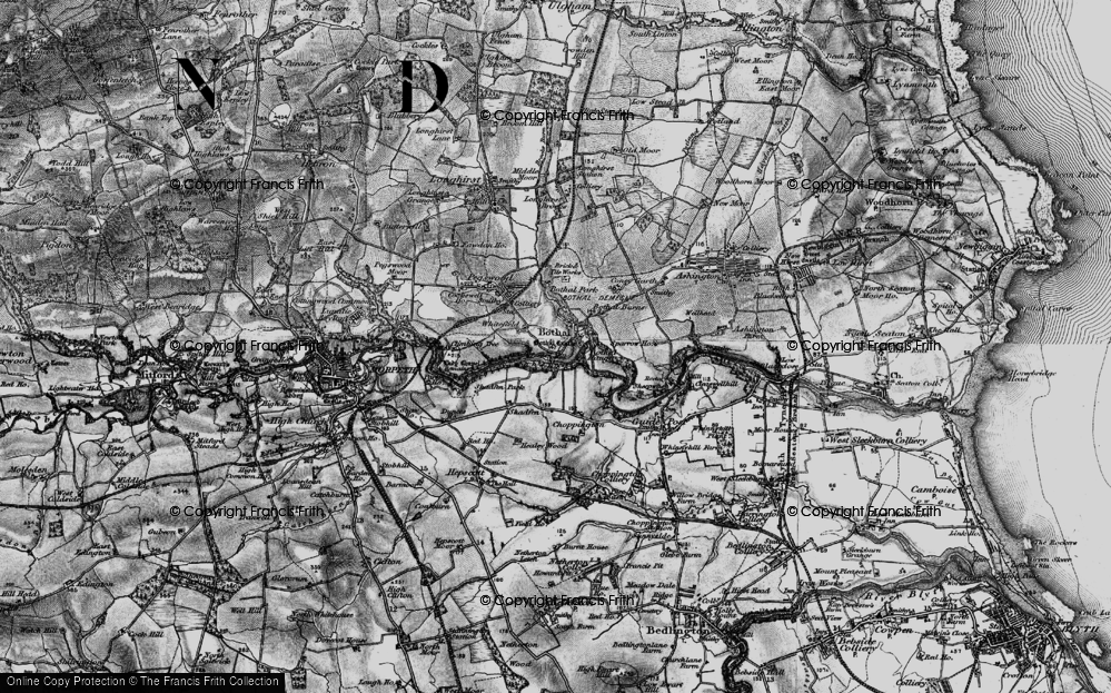 Old Map of Historic Map covering Bothal Barns in 1897