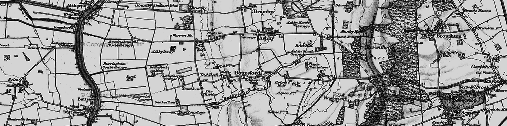 Old map of Bottesford in 1895