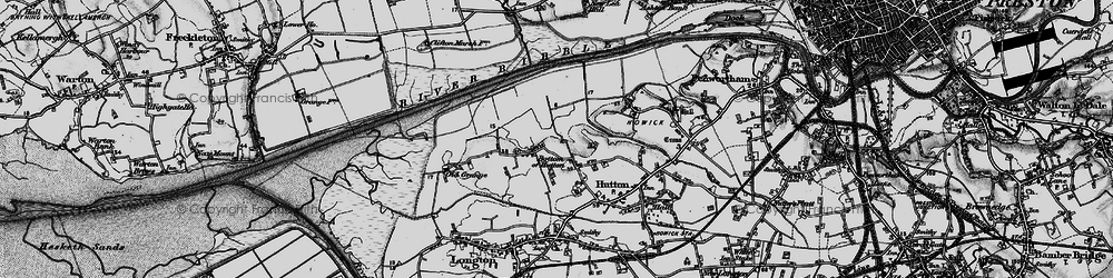 Old map of Bottom of Hutton in 1896