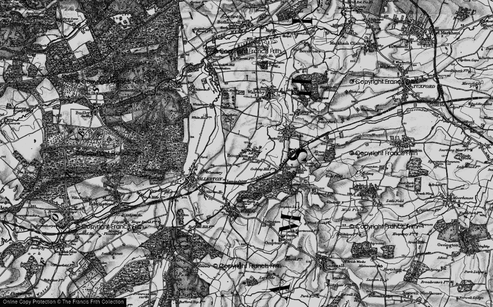 Old Map of Historic Map covering Ollerton Pits Wood in 1899