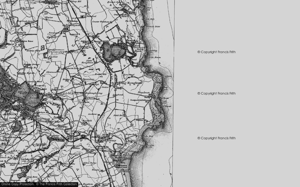 Old Map of Historic Map covering Boulmer Steel in 1897