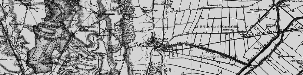 Old map of Bourne in 1895
