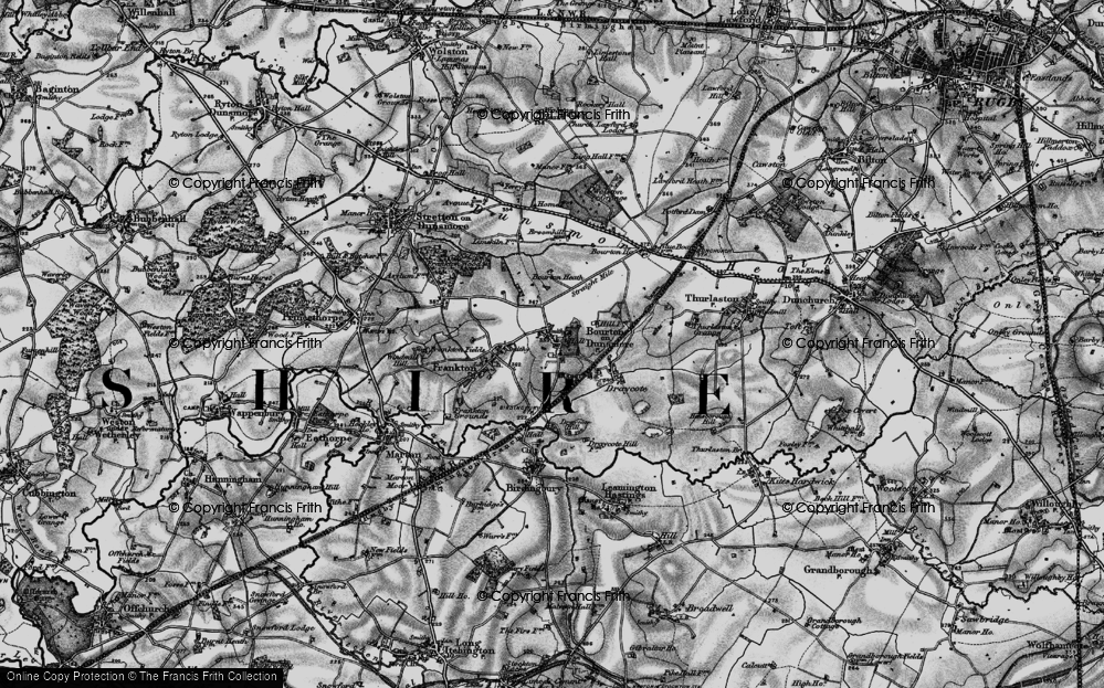 Old Map of Bourton on Dunsmore, 1898 in 1898
