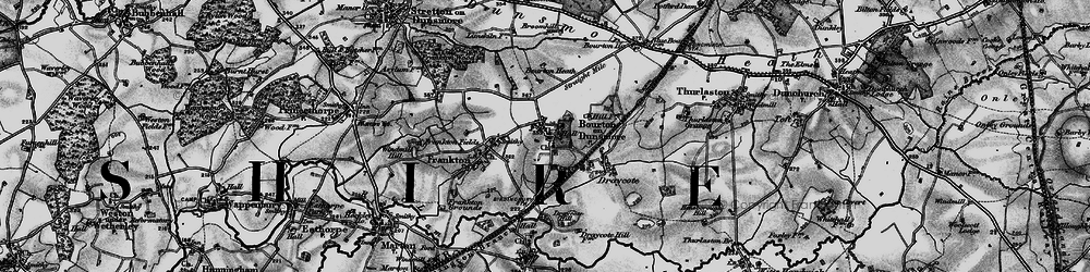 Old map of Bourton on Dunsmore in 1898