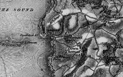 Old map of Bovisand Bay in 1896