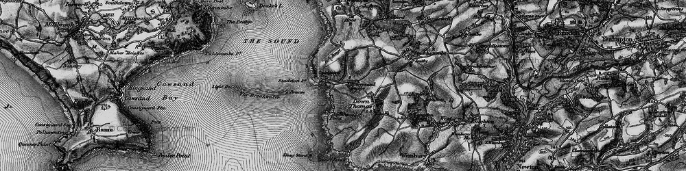 Old map of Bovisand Bay in 1896