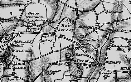 Old map of Bury Hall in 1898