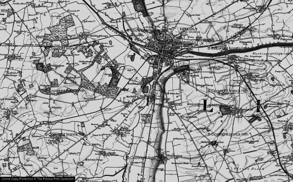 Old Map of Historic Map covering Whitehall in 1899