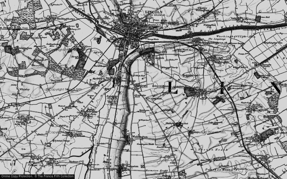 Old Map of Bracebridge Heath, 1899 in 1899