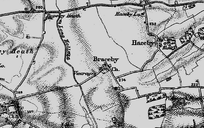 Old map of Braceby in 1895