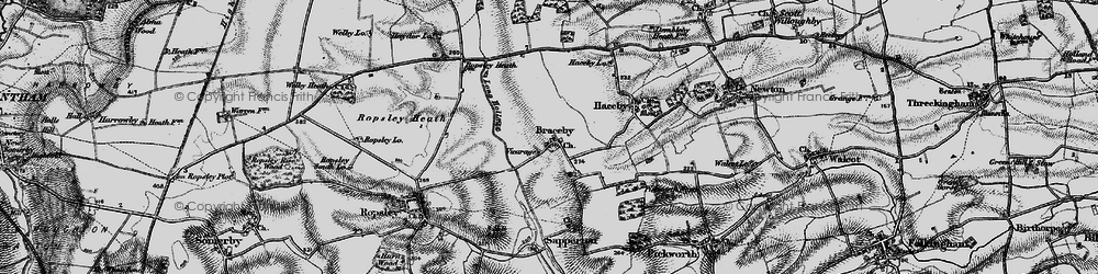 Old map of Braceby in 1895