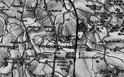 Old map of Bradfield Combust in 1898