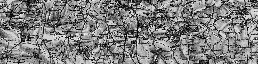 Old map of Bradfield Combust in 1898