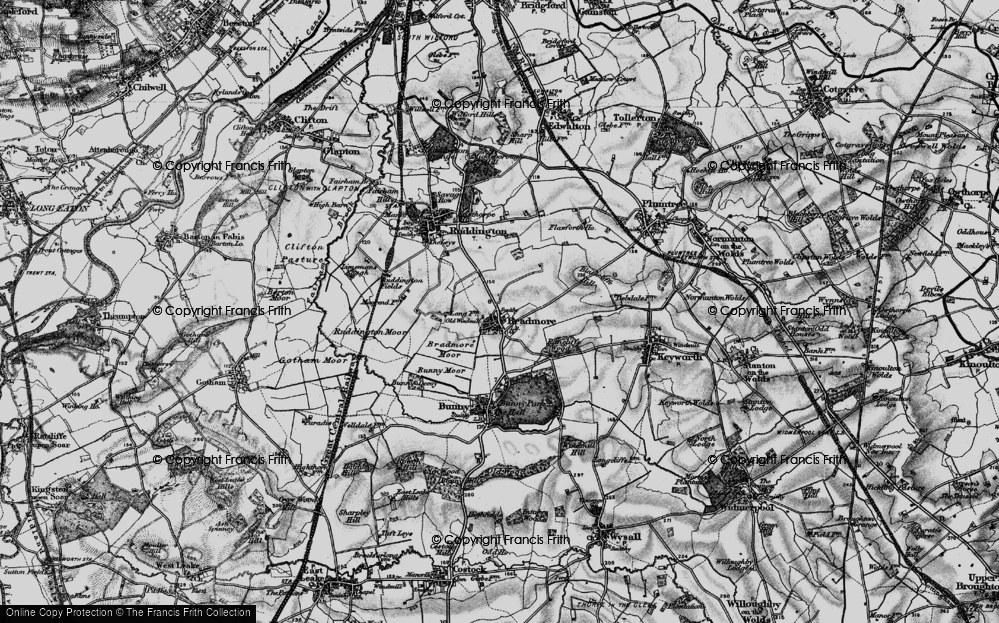 Old Map of Historic Map covering Bunny Moor in 1899